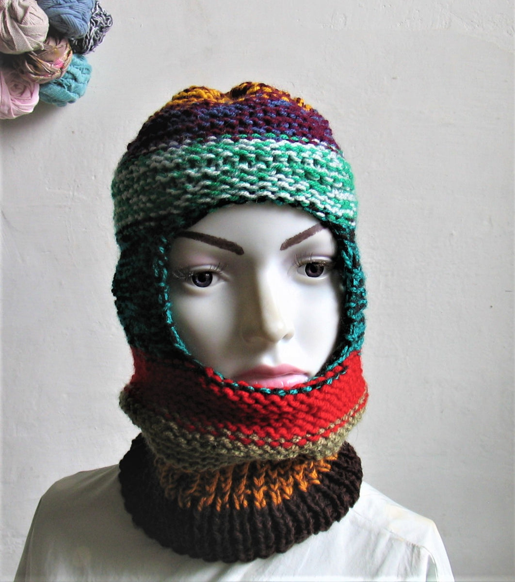 Hand Knitted Balaclava Winter Hat Full Face Mask Helmet Hand Knit