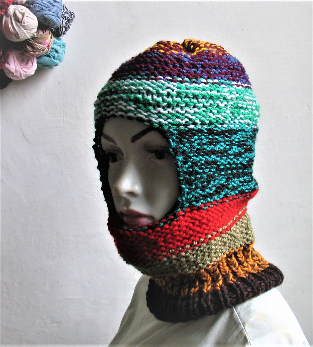 Hand Knitted Balaclava Winter Hat Full Face Mask Helmet Hand