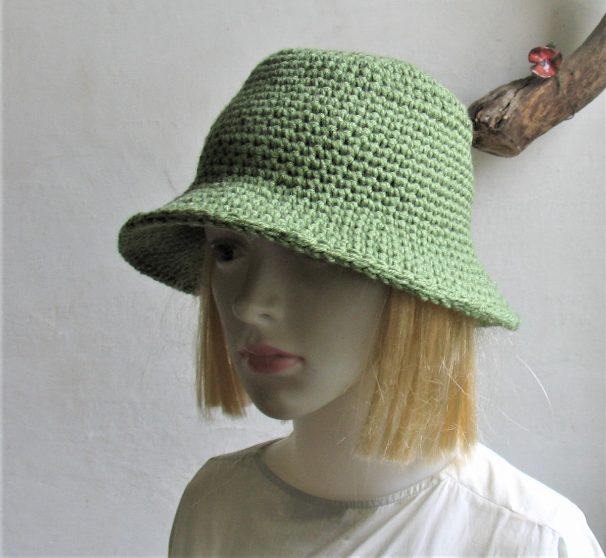 Freya Women's Crochet Straw Bucket Hat - Natural - Size Small - Fall Sale