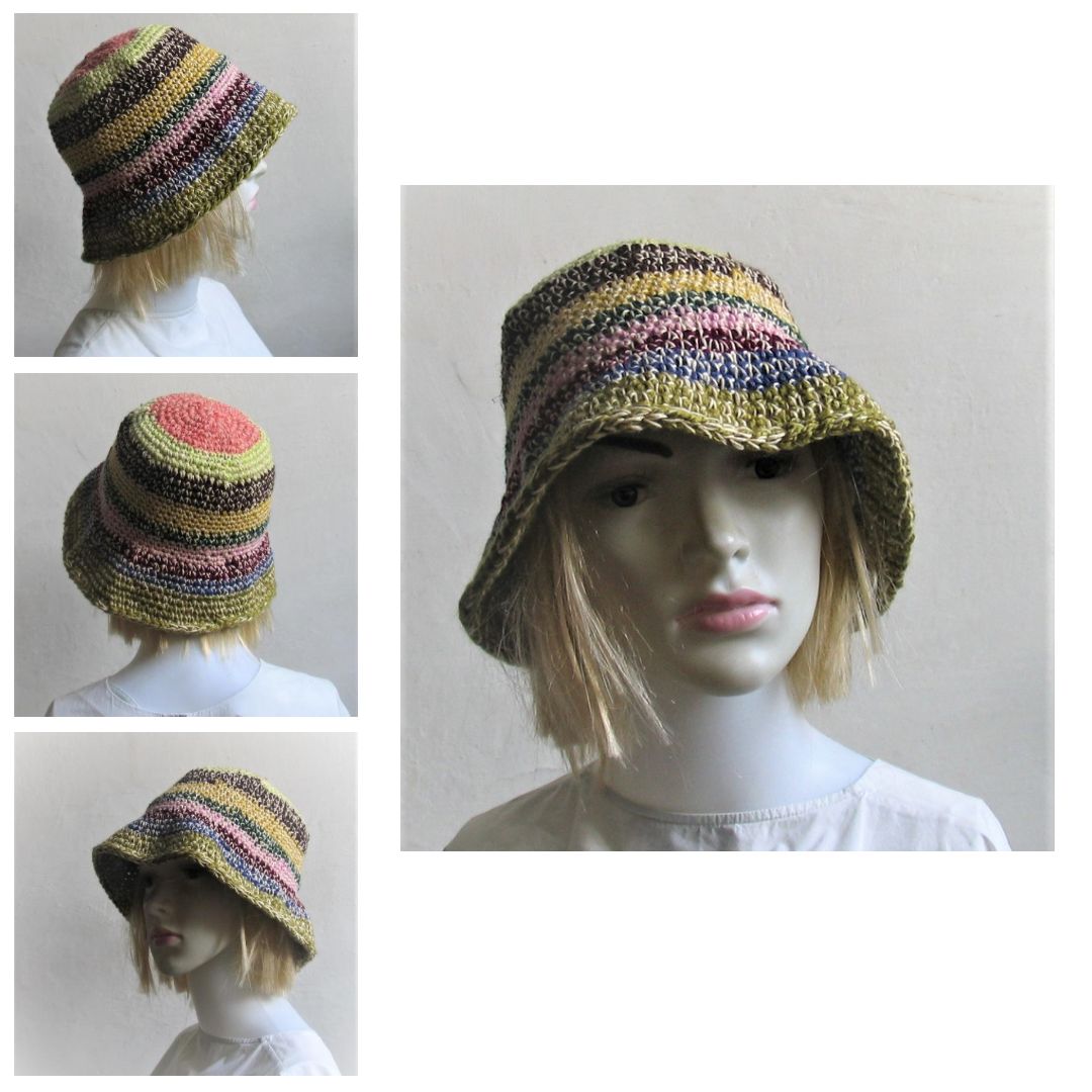 Handmade OOAK Crochet bucket hat with brim crochet fall spring