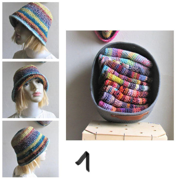 Bucket Hat Crochet Women Man Bucket Hat Unisex Fisherman Hat Festival Hat Rustic Brim Hat Cotton Multicolor Hat OOAK Ready to Ship #1