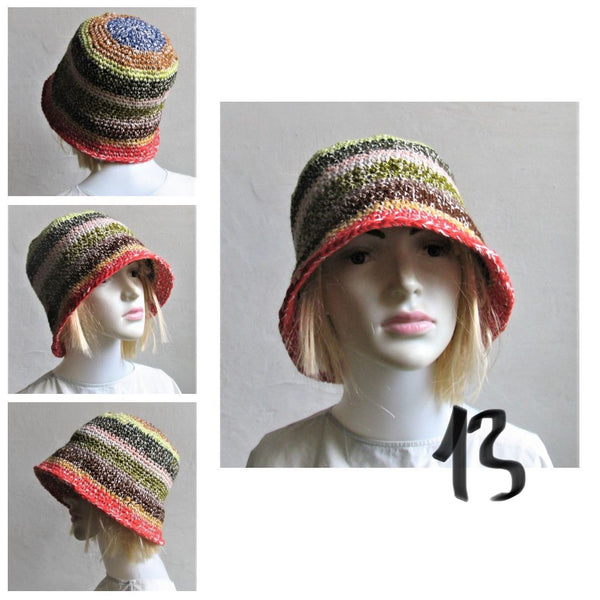 Bucket Hat Crochet Women Man Bucket Hat Unisex Fisherman Hat Festival Hat Rustic Brim Hat Cotton Multicolor Hat OOAK Ready to Ship #2