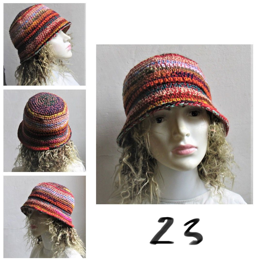 Bucket Hat Crochet Women Man Bucket Hat Unisex Fisherman Hat Festival Hat Rustic Brim Hat Cotton Multicolor Hat OOAK Ready to Ship #6