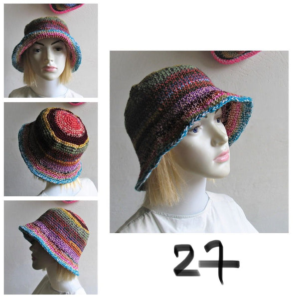 Bucket Hat Crochet Women Man Bucket Hat Unisex Fisherman Hat Festival Hat Rustic Brim Hat Cotton Multicolor Hat OOAK Ready to Ship #6