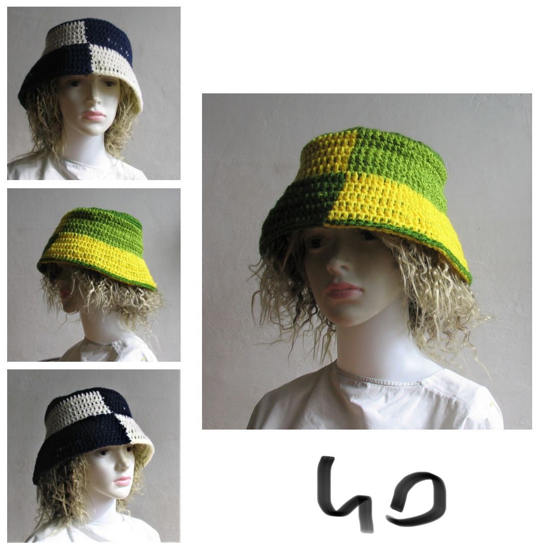 Bucket Hat Crochet Women Man Bucket Hat Unisex Fisherman Hat Festival Hat Rustic Brim Hat Cotton Multicolor Hat  #9