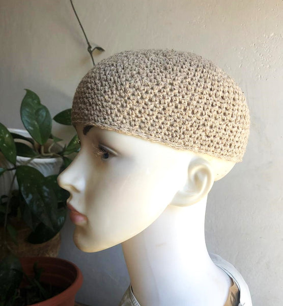 Handmade Hemp Crochet Kufi Skull Cap Beanie Summer Hat Organic Hemp Skull Cap