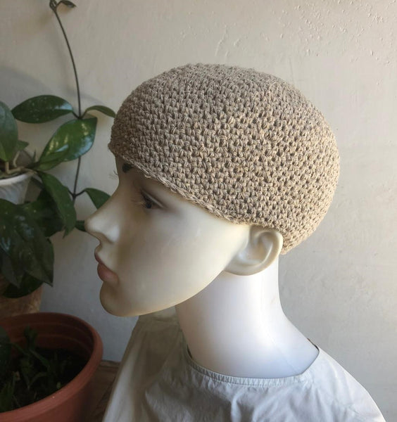 Handmade Hemp Crochet Kufi Skull Cap Beanie Summer Hat Organic Hemp Skull Cap