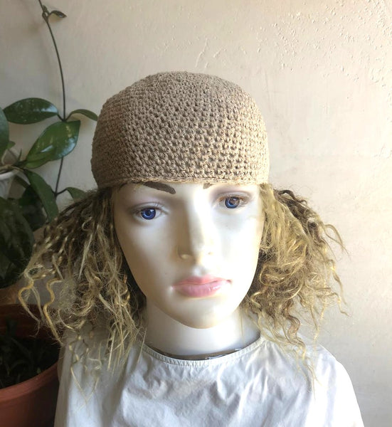 Handmade Hemp Crochet Kufi Skull Cap Beanie Summer Hat Organic Hemp Skull Cap