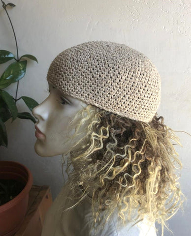 Handmade Hemp Crochet Kufi Skull Cap Beanie Summer Hat Organic Hemp Skull Cap