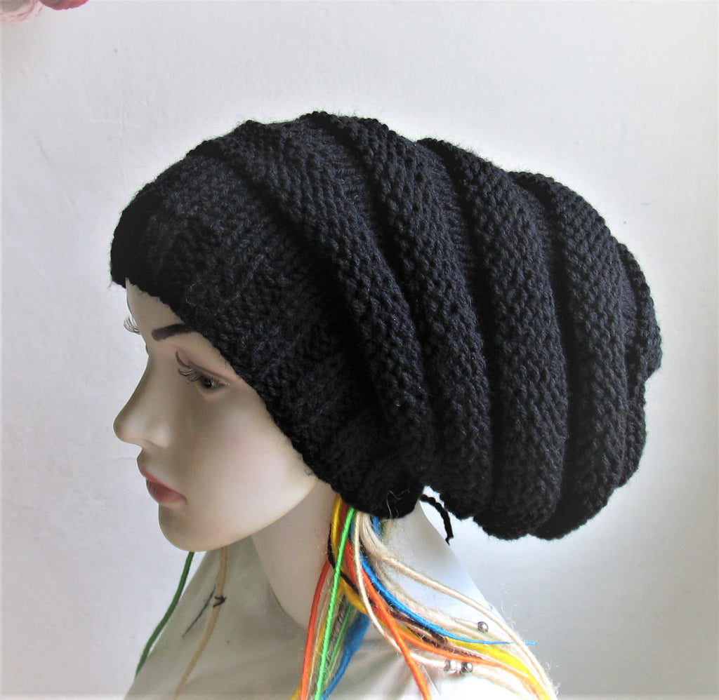 Large Baggy Beanie Hats Large Baggy Hat Knitted Unisex Dread