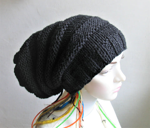 Large Baggy Hat Knitted Unisex Dread Beanie Super Slouchy Beanie Baggy Hat Celebrity Hat Dreadlock Hat Oversized Knit Hat Festival Hat