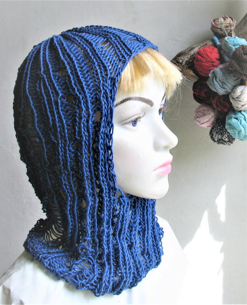 Handmade Cotton Summer Beanie Slouchy Hat Knitted Tattered Balaclava  Unisex Soft Sun Beach Balaclava   Balaclava Grunge Style Grunge Clothes