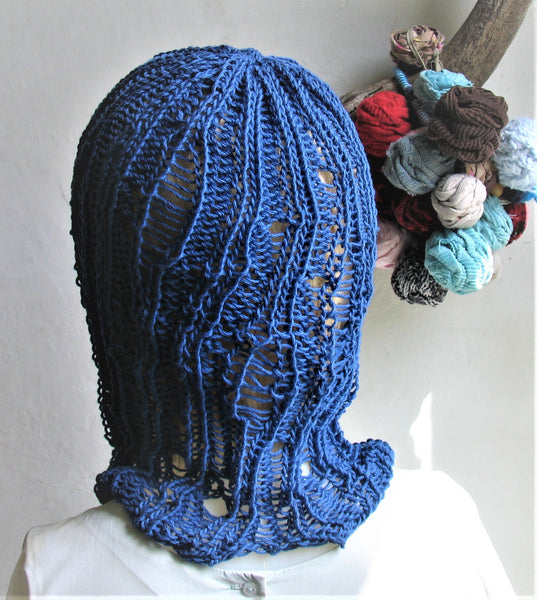 Handmade Cotton Summer Beanie Slouchy Hat Knitted Tattered Balaclava  Unisex Soft Sun Beach Balaclava   Balaclava Grunge Style Grunge Clothes