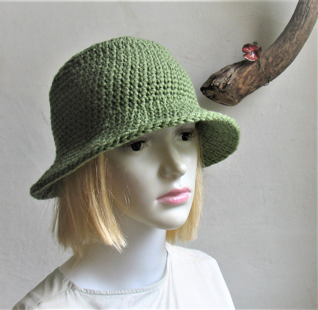 Handmade Crochet Warm hat with brim crochet fall autumn winter bucket –  woolsyhats