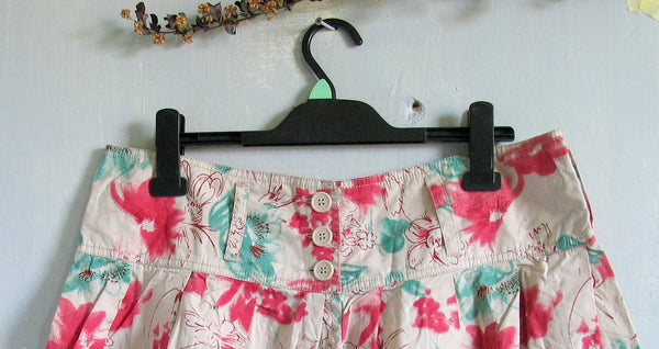 Vintage Mini Floral Skirt Grunge Hippie Beach Skirt Medium Size 90s