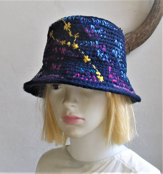 Starry Sky Bucket Hat Astronomy Unisex Woven Hat Cute Cloudy Crochet Handmade Hat Dread Accessories Rainbow Bucket Hat