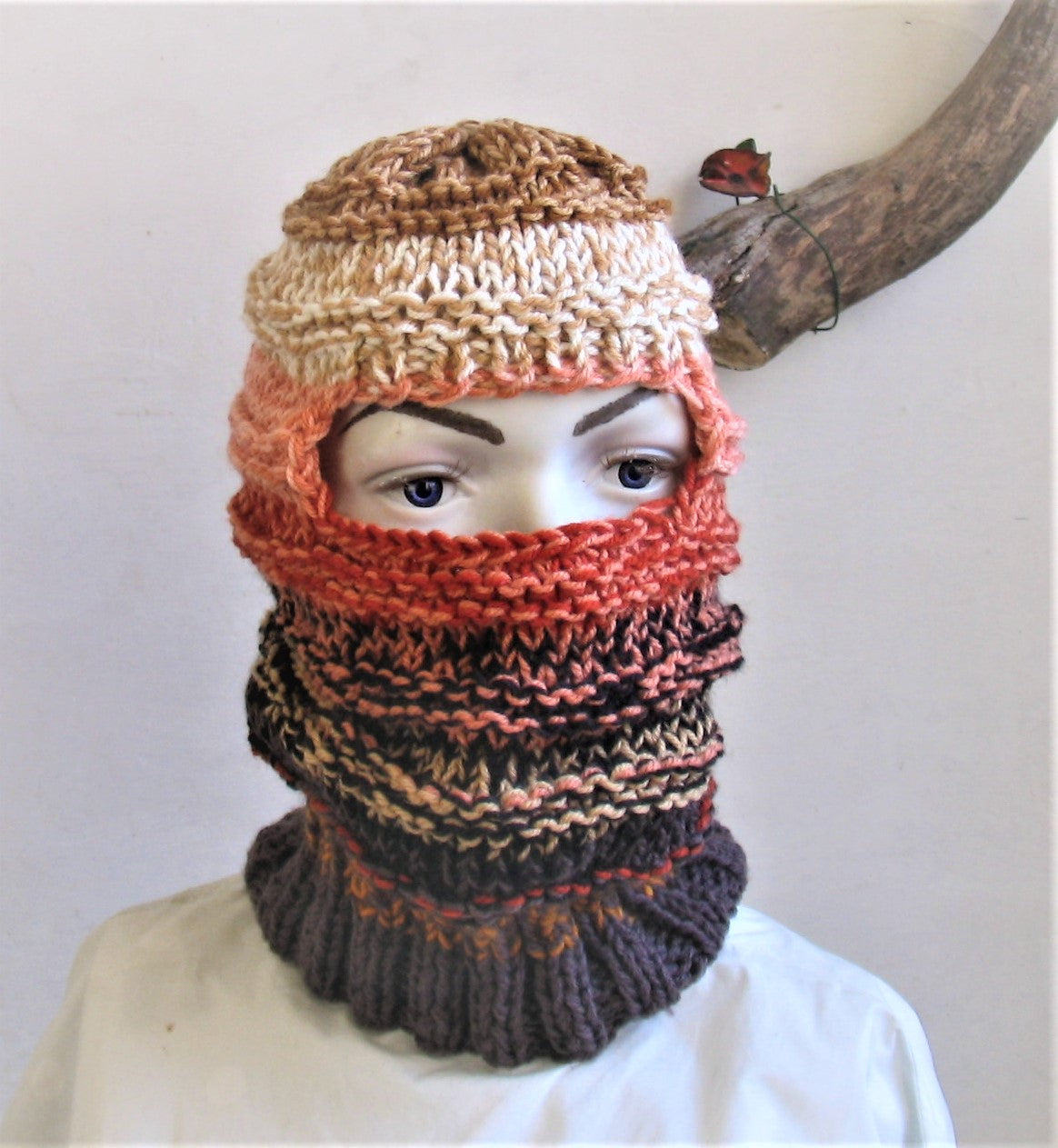 Hand Knitted Balaclava Winter Hat Full Face Mask Helmet Hand