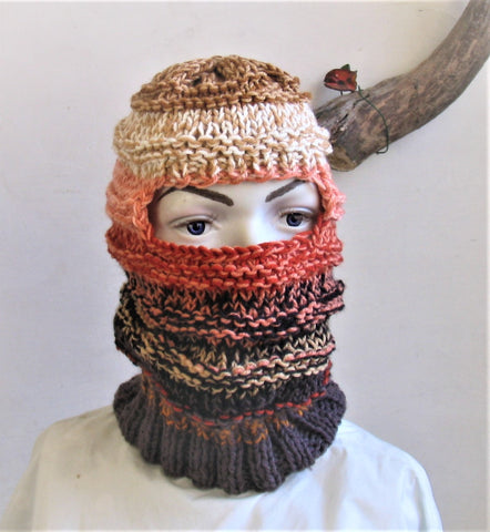 Custom knitted black red balaclava ski mask dreadlocks women men