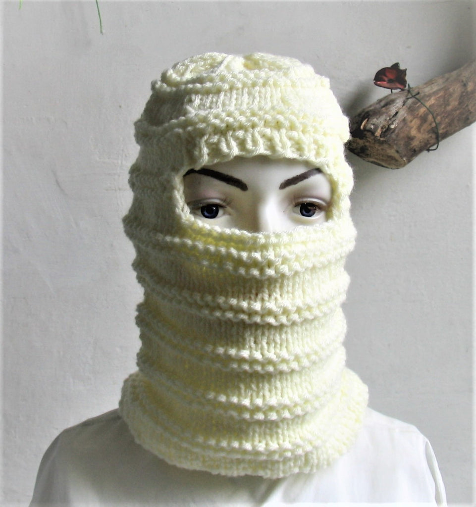 Hand Knitted Balaclava Winter Hat Full Face Mask Helmet Hand Knit