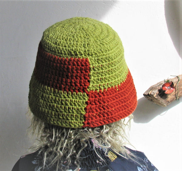 Crochet  Checkered bucket hat Bucket hat for dreadlocks