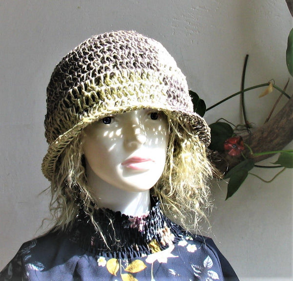 Checkered Bucket Hat Handmade Crochet Cotton Linen Sun Hat Summer Straw Beach Hat Trending Women Unisex Bucket Hat for Dreadlocks Vintage look Fisher Man Hat Various Colours