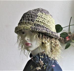 Checkered Bucket Hat Handmade Crochet Cotton Linen Sun Hat Summer Straw Beach Hat Trending Women Unisex Bucket Hat for Dreadlocks Vintage look Fisher Man Hat Various Colours