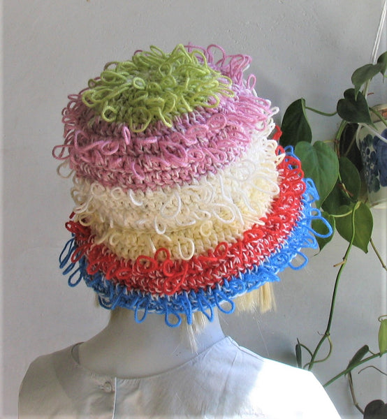 Bucket Hat  Distressed Crochet Sun Beach Rustic Bohemian Dreads Hat Boho Hippie Hipster Festival Hat Girl's Ladies Hat 60s