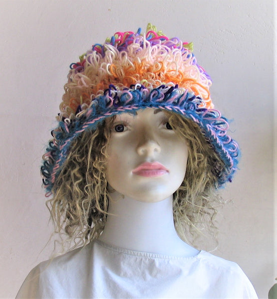 Bucket Hat Distressed Crochet Hat Sun Beach Rustic Bohemian Western Hat Boho Dreads Hippie Hipster Festival Hat Girl's Ladies Hat 60s