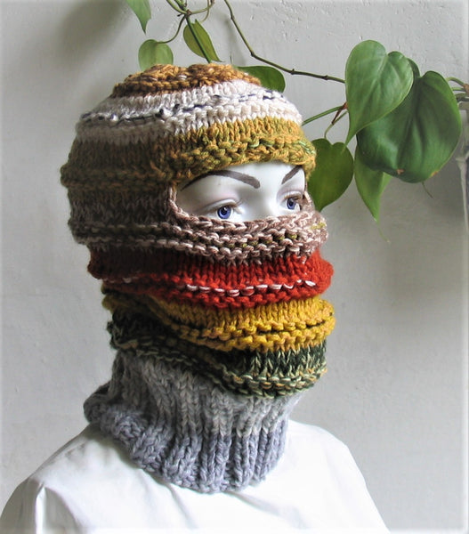Hand Knitted Balaclava Winter Hat Full Face Mask Helmet Hand Knit Ski Mask Balaclava Fits Men Women Face Cover Cold Weather Mask Handmade Unisex Balaclava