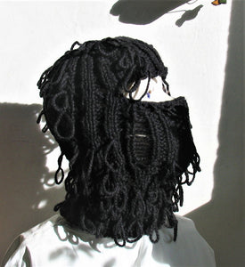 Hand Knitted Distressed Balaclava Winter Hat Full Face Mask Helmet Hand Knit Ski Mask Balaclava Fits Men Women Face Cover Cold Weather Mask Handmade Unisex Balaclava