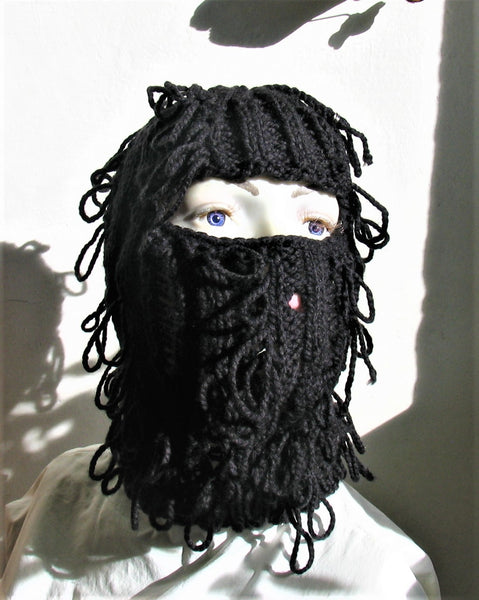 Hand Knitted Distressed Balaclava Winter Hat Full Face Mask Helmet Hand Knit Ski Mask Balaclava Fits Men Women Face Cover Cold Weather Mask Handmade Unisex Balaclava