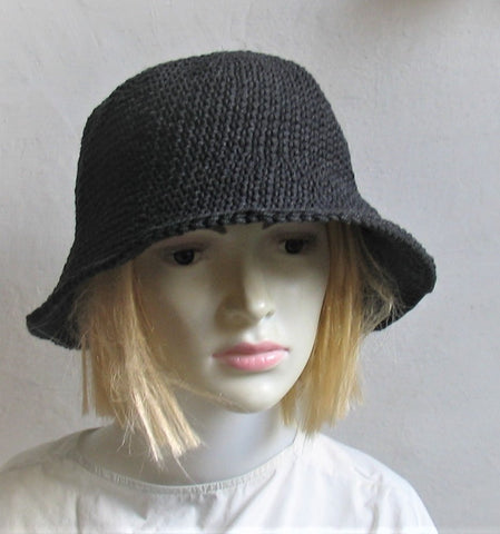 Crochet Cotton Hat For Woman & Girl, Cotton Summer Hat, Beige Brim Cloche Hat, Woman Cloche Hat