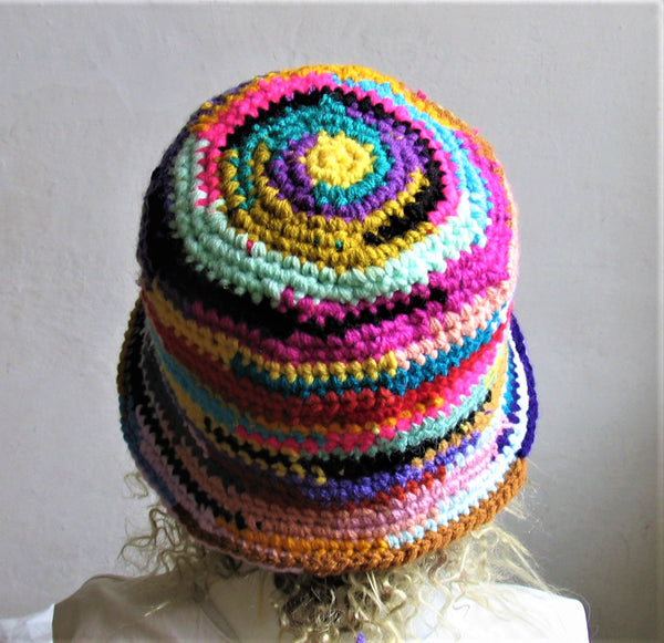 Handmade OOAK Crochet bucket hat with brim crochet fall spring autumn winter bucket bell hat rolled brim hat Women winter hat Ladies hat