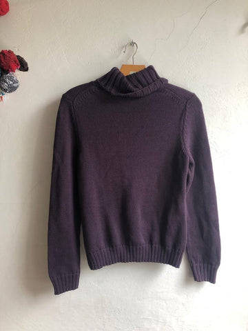 Vintage 90s Violet Eggplant Color Sweater Hippie Boho Grunge Beach Size S/M
