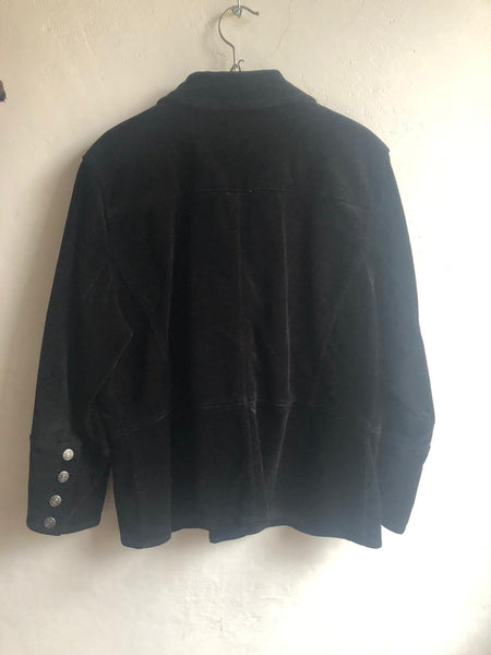 90s Velvet Black Jacket C&A Unisex Jacket L/XL