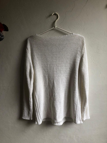 Vintage 90s White Color 100% Acrylic Sweater Hippie Boho Grunge Size L