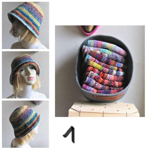 Bucket Hat Crochet Women Man Bucket Hat Unisex Fisherman Hat Festival Hat Rustic Brim Hat Cotton Multicolor Hat OOAK Ready to Ship
